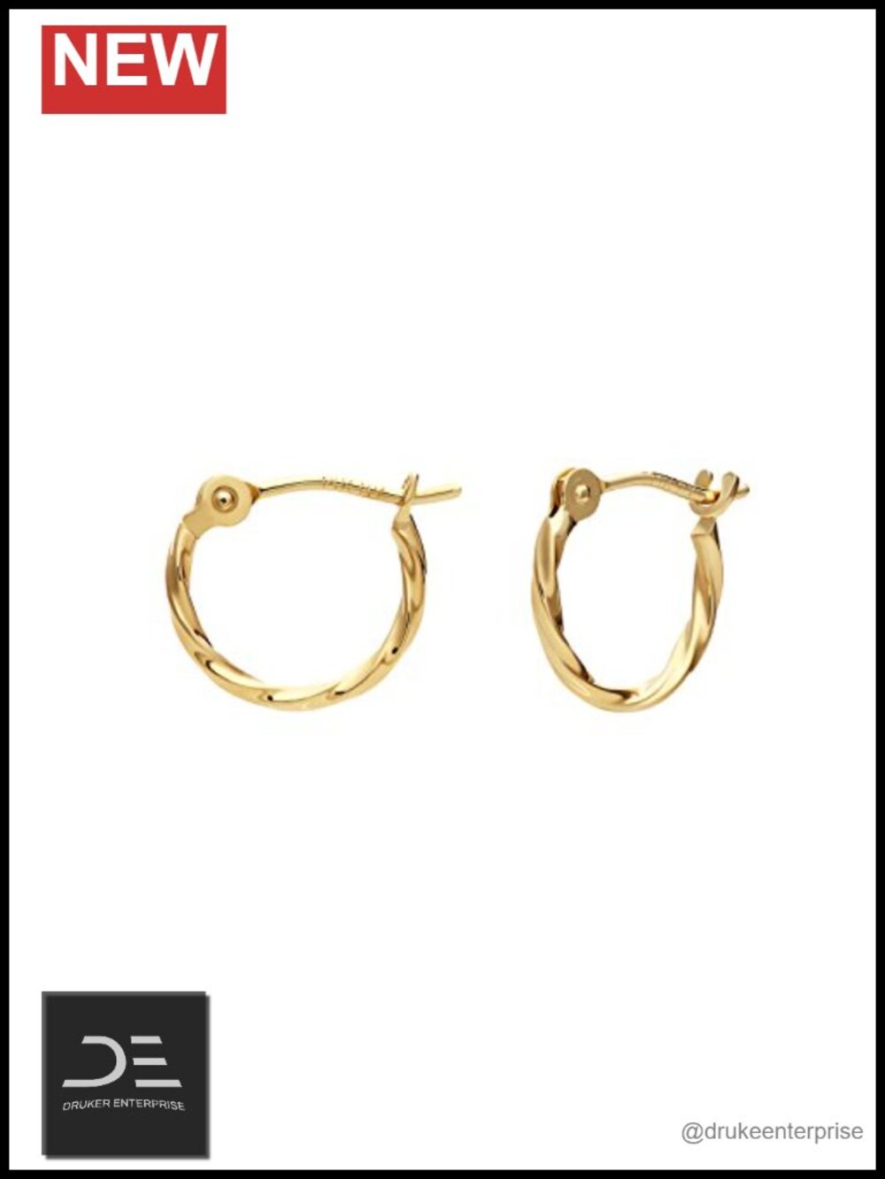 14k Yellow Gold Twisted Hoop Earrings Tiny 10mm Dainty